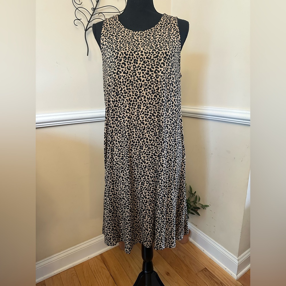 Old Navy Women’s Cheetah Flowy Soft Comfort Tank Fit&Flare Dress EUC L
